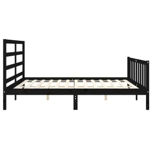 Berkfield Bed Frame with Headboard Black 200x200 cm Solid Wood