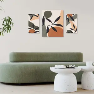 Arthouse Abstract Leaves Earth Tones Mixed size Canvas art, Set of 3