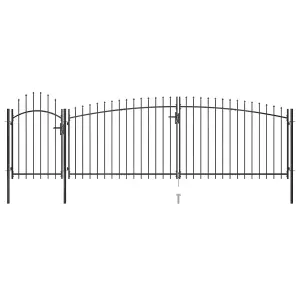 Berkfield Garden Fence Gate with Spear Top 5x2 m Black