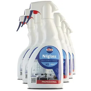 Nilco Nilglass Glass & Mirror Windscreen Cleaner 3 Litres Spray 500mL x6