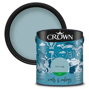 Crown Walls & Ceilings Silk Emulsion Paint Duck Egg - 2.5L