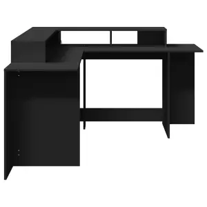 Berkfield Desk with LED Lights Black 152x152x91 cm Engineered Wood