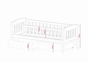 Gucio Contemporary Solid Pine Bed with 2 Storage Drawers in White (L)1980mm (H)750mm (W)970mm