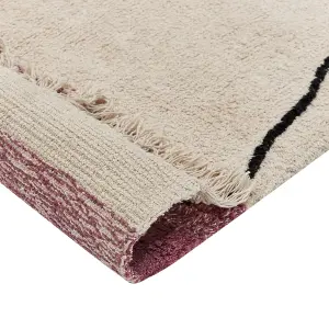 Cotton Area Rug 140 x 200 cm Beige and Pink AFSAR