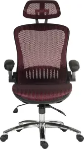 Harmony Mesh Executive Chair Red with removable headrest, gas lift seat height adjustment and tilt to seat and back