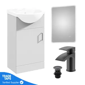 Gloss White 450mm Floor Standing 1-Door Vanity Unit & Round Basin