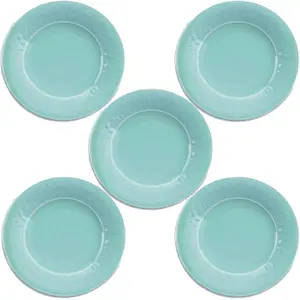 Purely Home Crackle Turquoise Melamine Side Plates - Set of 5