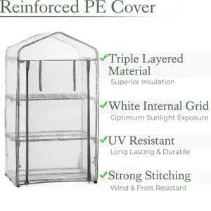 Greenhouse Cover Replacement 3 Tier Reinforced PE Heavy Duty H125cm Christow