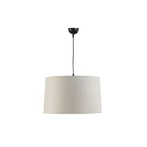 Luminosa Losanna Black Cylindrical Pendant Ceiling Light, Fabric Shade