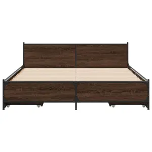 Berkfield Bed Frame with Drawers without Mattress Brown Oak 135x190 cm Double