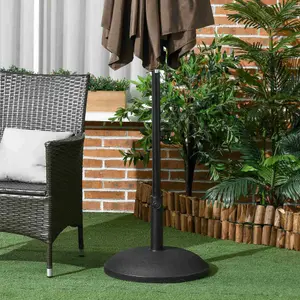 Outsunny Parasol Base Grand Round Weight Steel Black 49cm Patio Outdoor