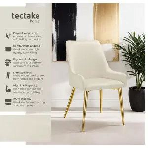 Dining Chair Avane - upholstered in velvet look, padded, ergonomic, high backrest - beige