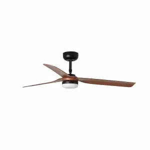 Luminosa Punt Led Black, Dark Wood Ceiling Fan With DC Motor Smart