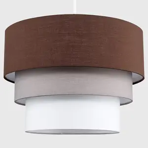 ValueLights Aztec 3 Tier Modern Brown Fabric Ceiling Pendant Light Shade