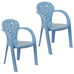 URBNLIVING 50cm Height 2 Pcs Blue Coloured Stackable Plastic Chairs for Kids Party Play Set