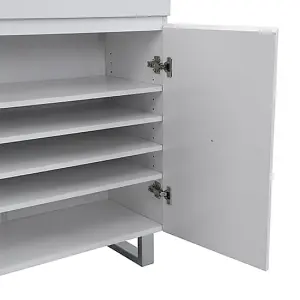 Sydney High Gloss Shoe Cabinet With 2 Door 1 Drawer In White