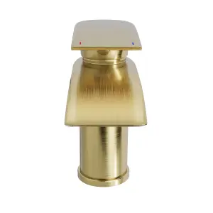 Bubly Bathrooms Brushed Brass Sleek Waterfall Basin Sink Mixer Tap & Click Clack Waste