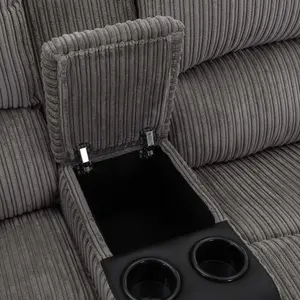 Postana Dual Motor Rise Recliner 2 Seater Jumbo Cord Drinks Console Mobility Sofa (Grey)