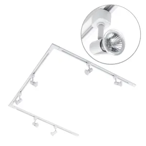 Litecraft Harlem White 6 Head 3m U Shape Kitchen Ceiling Light with LED Bulbs