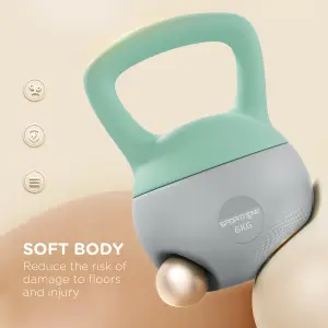 SPORTNOW 6KG Kettlebell with Soft Body and Non-Slip Handle, Grey and Green