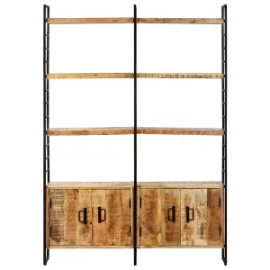 Berkfield 4-Tier Bookcase 124x30x180 cm Rough Mango Wood