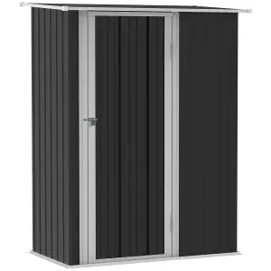 Outsunny Outdoor Storage Shed Steel Garden Shed w/ Lockable Door Dark Grey