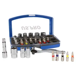 Mini Motorcycle Metric Socket Set Kit Screwdriver Hex Torx Bits Pocket Size Tool