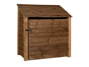 Wooden log store with door W-119cm, H-126cm, D-88cm - brown finish