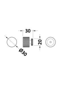 Furniture Handle Knurled Indented Round Knob, 30mm - Matt Black - Balterley