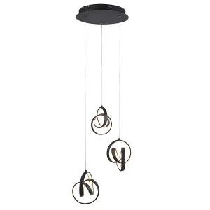 Luminosa Cosma Modern Designer Integrated LED Cluster Drop Pendant Textured Black Finish