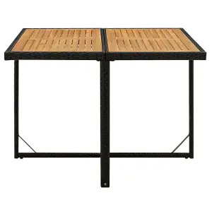 Berkfield Garden Table Black 109x107x74 cm Poly Rattan&Solid Wood Acacia