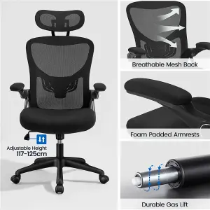 Yaheetech Mesh Office Chair with Armrests and Headrest - Black