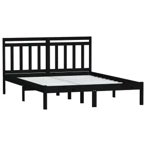 Berkfield Bed Frame Black Solid Wood 160x200 cm 5FT King Size