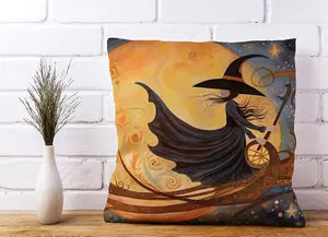 Whimsical Witch On A Broomstick Cushions 60cm x 60cm