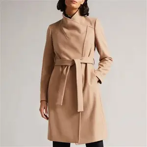 Ted Baker Camel Sandra Cashmere Blend Wrap Coat - Size 16