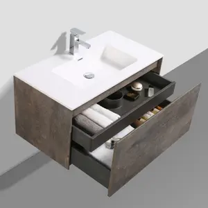 Rigel Metallic Wall Hung Bathroom Vanity Unit with White Basin (W)900mm (H)450mm