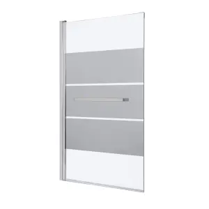 GoodHome Nubia Straight 1 panel Silver effect frame Bath screen, (W) 950mm (H) 1500mm