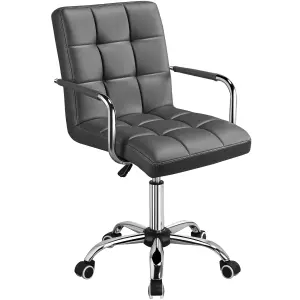 Yaheetech PU Leather Modern Office Chair with Armrests - Grey