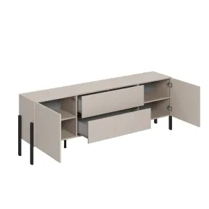 Modern Yukon 40 TV Cabinet 2040mm in Cashmere - Sleek Media Storage H700mm D400mm