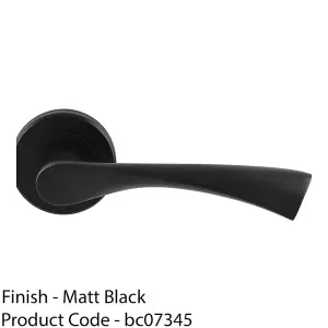 PAIR Matt Black Door Handle Angular Twisted Lever On Round Rose Concealed Fix