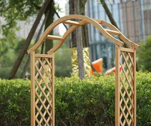 Garden Arch Wooden Pergola Feature Trellis Rose Climbing Plant Archway Tan Frame