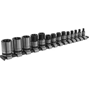 14 PACK TRX Star Socket Set - 1/4" 3/8" 1/2" Square Drive PREMIUM BLACK CHROME