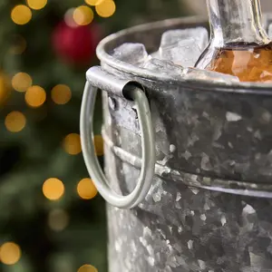 Large Country Embossed Ice Bucket on Stand with Tray for Celebration Party