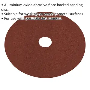 25 Pack 115mm Fibre Sanding Discs - 60 Grit Aluminium Oxide for Wood and Metal