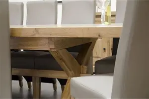 Deluxe Solid Oak Super Cross Leg Extending Dining Table