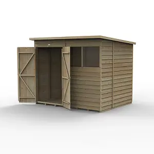 4LIFE Pent Shed 8x6 - 2 Windows - Double Door