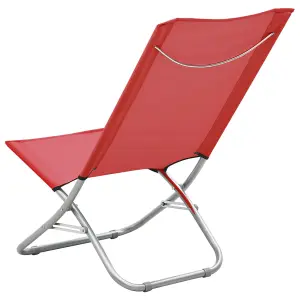 Berkfield Folding Beach Chairs 2 pcs Red Fabric