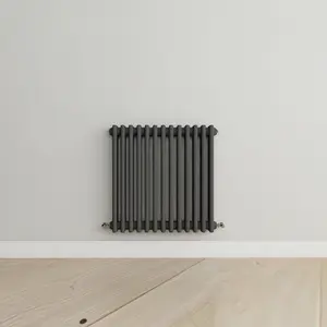 Horizontal Anthracite Triple Column Radiator (H) 600mm x (W) 605mm, 3868 BTU.