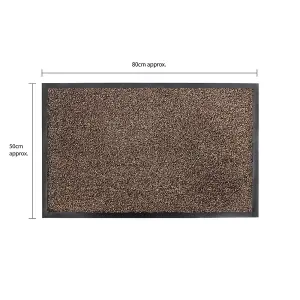 JVL Admiral Barrier Doormat, Microfibre, 50x80cm, Brown, Set of 2