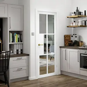 Urban Industrial Civic White Clear Glass Internal Door